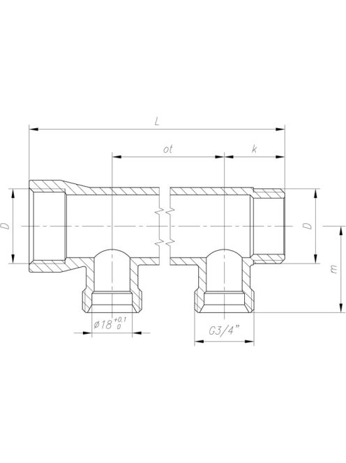 Sárgaréz adapteres osztó G1"- 3/4" Eurokonusz leágazással
