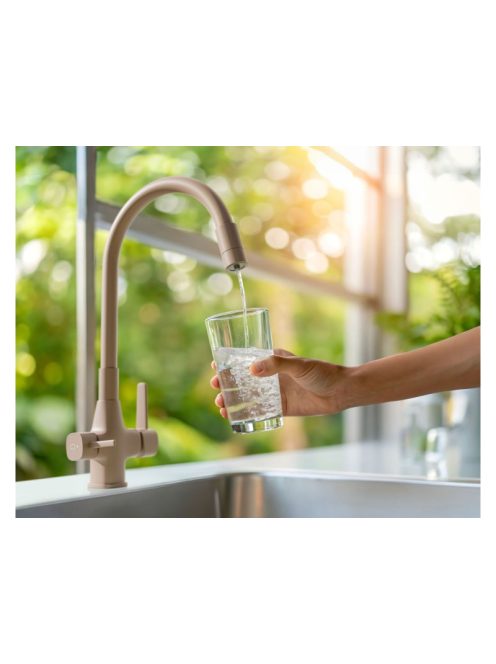 Invena Glamour  konyhai csaptelep flexi kifolyócsővel, pult alá szerelhető IVÓVÍZ SZŰRŐVEL, bézs