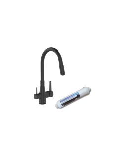   Invena Glamour  konyhai csaptelep flexi kifolyócsővel, pult alá szerelhető IVÓVÍZ SZŰRŐVEL, fekete
