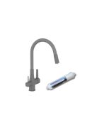 Invena Glamour  konyhai csaptelep flexi kifolyócsővel, pult alá szerelhető IVÓVÍZ SZŰRŐVEL, fekete-réz