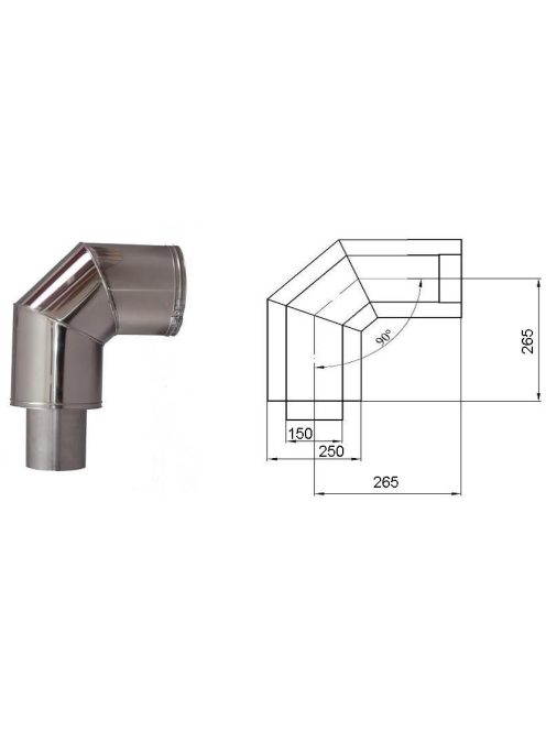 szerelt kémény könyök idom 90°