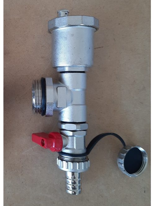 Osztóvég 1" KM, automata légtelenítővel, töltő-ürítő golyóscsappal